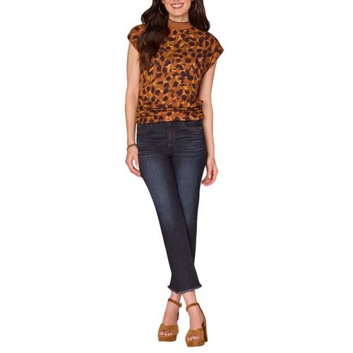 Women's Democracy Printed Knit Mock Neck Shirt - Primary Image