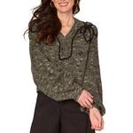 Women's Democracy Placement Embroidery Raglan V-Neck Pullover Sweater - Thumbnail 1 of 4