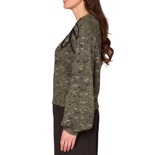 Women's Democracy Placement Embroidery Raglan V-Neck Pullover Sweater - Primary Image