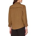 Women's Democracy Scallop Edge Tipping 3/4 Sleeve Button Up Shirt - Thumbnail 3 of 3