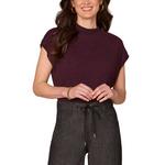 Women's Democracy Curved Placket Mixed Media Mock Neck Pullover Sweater - Thumbnail 1 of 4