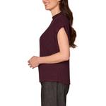 Women's Democracy Curved Placket Mixed Media Mock Neck Pullover Sweater - Thumbnail 2 of 4