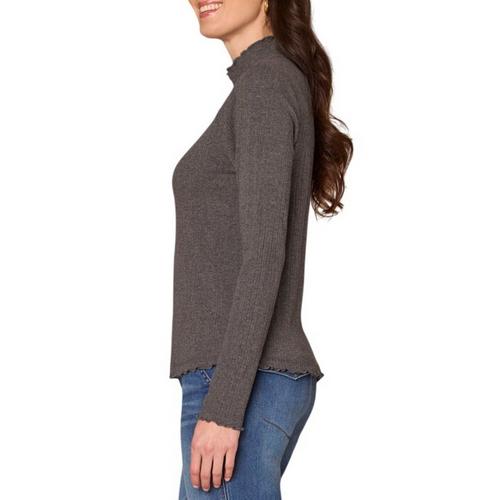 Women's Democracy Lettuce Edge Knit Mock Neck Pullover Sweater - Primary Image