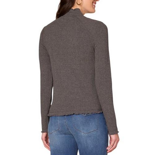 Women's Democracy Lettuce Edge Knit Mock Neck Pullover Sweater - Primary Image