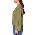 Women's Democracy Pointelle Scallop Edge Trim V-Neck Pullover Sweater - Thumbnail 2 of 4