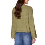 Women's Democracy Pointelle Scallop Edge Trim V-Neck Pullover Sweater - Thumbnail 3 of 4