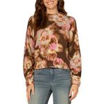 Women's Democracy Ruched Sleeve Printed Mock Neck Pullover Sweater - Thumbnail 1 of 3