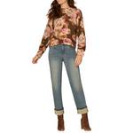 Women's Democracy Ruched Sleeve Printed Mock Neck Pullover Sweater - Thumbnail 4 of 4