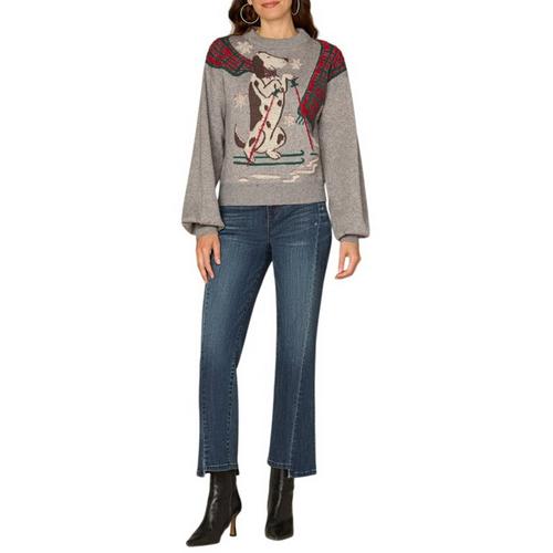 Women's Democracy Skiing Dog Jacquard Pullover Sweater - Primary Image