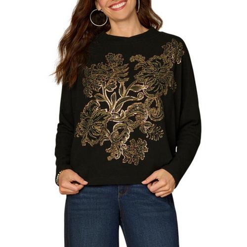 Women's Democracy Fog Foil Batwing Knit Long Sleeve Shirt - Primary Image