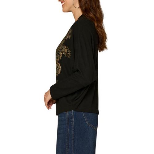 Women's Democracy Fog Foil Batwing Knit Long Sleeve Shirt - Primary Image