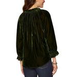 Women's Democracy Embroidered Woven 3/4 Sleeve Notch Neck Blouse - Thumbnail 3 of 4