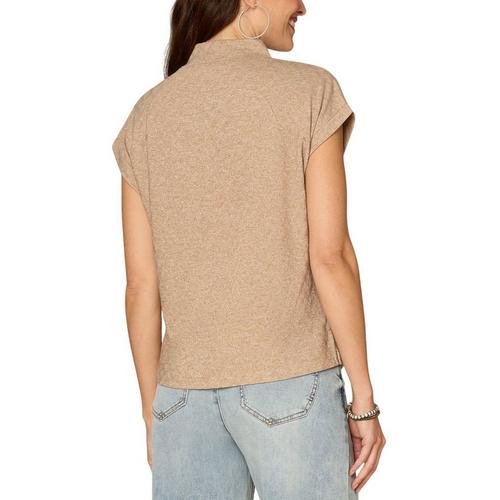 Women's Democracy Mix Media Mock Neck Pullover Sweater - Primary Image