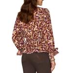 Women's Democracy Scallop Edge Printed Woven Long Sleeve V-Neck Blouse - Thumbnail 2 of 4