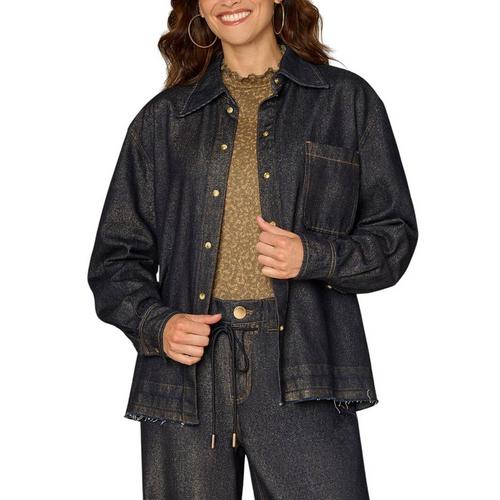 Women's Democracy Snap Button Release Hem Denim Long Sleeve Shacket - Primary Image