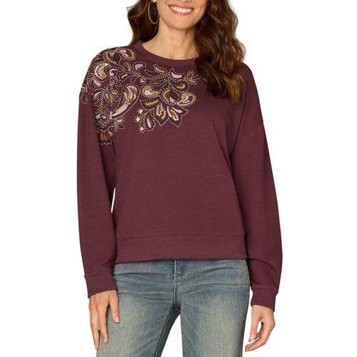 Women's Democracy Abstract Beaded Embroidery Long Sleeve Shirt - Primary Image