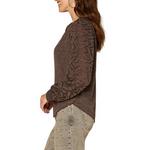 Women's Democracy Half Placket Mixed Media Knit Long Sleeve Notch Neck Shirt - Thumbnail 2 of 4