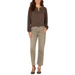 Women's Democracy Half Placket Mixed Media Knit Long Sleeve Notch Neck Shirt - Thumbnail 4 of 4