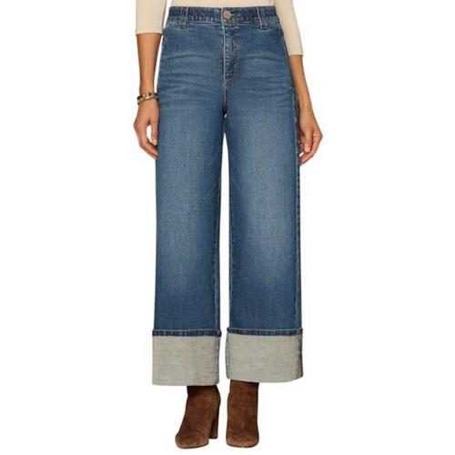 Women's Democracy "Ab"solution Skyrise Fixed Cuff Embroidered Wide Leg Jeans - Primary Image