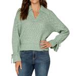Women's Democracy Flounce Sleeve Pointelle Stitch Pullover Sweater - Thumbnail 1 of 3