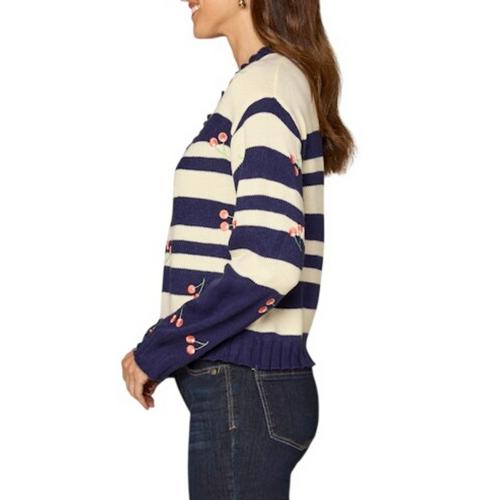 Women's Democracy Placement Stripe With Embroidery Cardigan - Primary Image