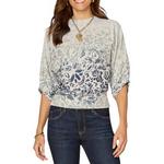 Women's Democracy Printed Blouson 3/4 Sleeve Pullover Sweater - Thumbnail 1 of 3