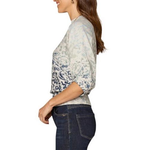 Women's Democracy Printed Blouson 3/4 Sleeve Pullover Sweater - Primary Image