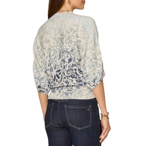 Women's Democracy Printed Blouson 3/4 Sleeve Pullover Sweater - Primary Image