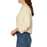 Women's Democracy Bubble Hem Woven 3/4 Sleeve Button Up Shirt - Thumbnail 2 of 3