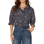 Women's Democracy Piping Detail Printed Woven Button Up Shirt - Thumbnail 1 of 3