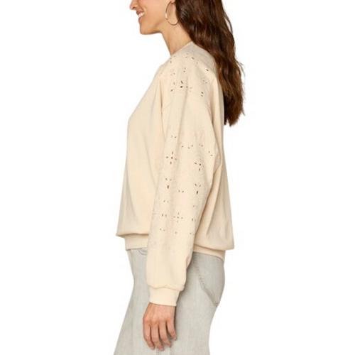 Women's Democracy Die Cut Embroidered Notch Neck Pullover Sweater - Primary Image