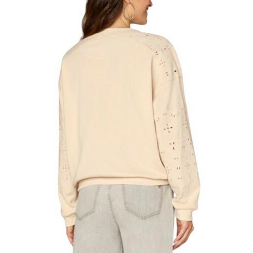 Women's Democracy Die Cut Embroidered Notch Neck Pullover Sweater - Primary Image