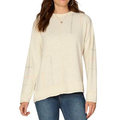 Women's Democracy Asymmetrical Hem Mix Media Knit Long Sleeve Shirt - Primary Image