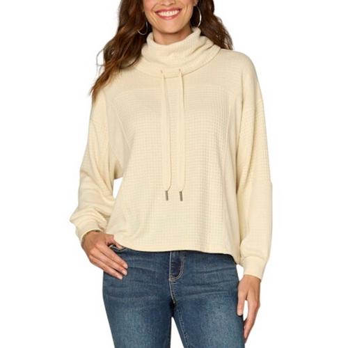 Women's Democracy Mix Media Knit Long Sleeve Cowl Neck Shirt - Primary Image