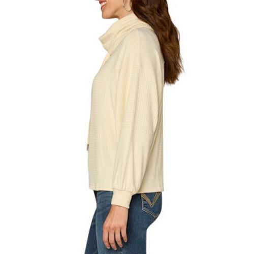 Women's Democracy Mix Media Knit Long Sleeve Cowl Neck Shirt - Primary Image