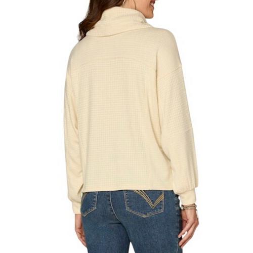 Women's Democracy Mix Media Knit Long Sleeve Cowl Neck Shirt - Primary Image