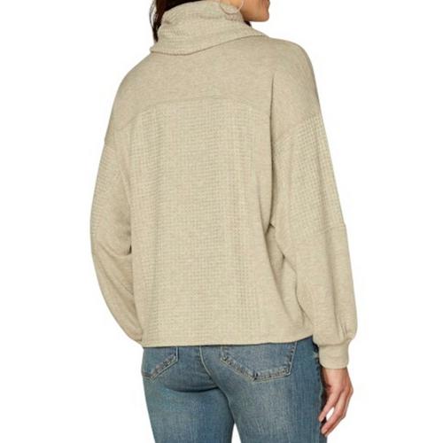 Women's Democracy Mix Media Knit Long Sleeve Cowl Neck Shirt - Primary Image