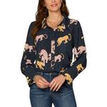 Women's Democracy French Cuff Band Printed Long Sleeve Button Up Shirt - Thumbnail 1 of 3