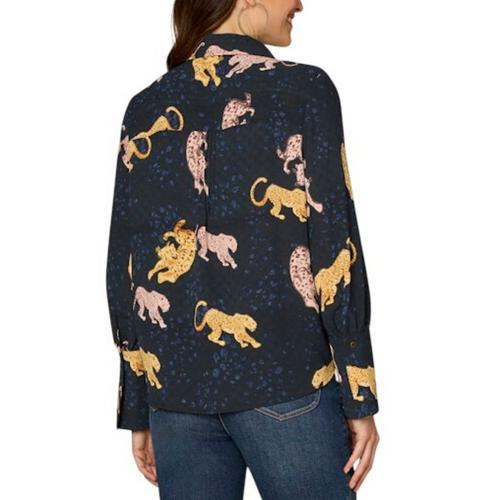 Women's Democracy French Cuff Band Printed Long Sleeve Button Up Shirt - Primary Image