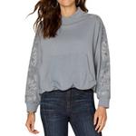 Women's Democracy Surplus Bubble Hem Mix Media Knit Long Sleeve Mock Neck Shirt - Thumbnail 1 of 3