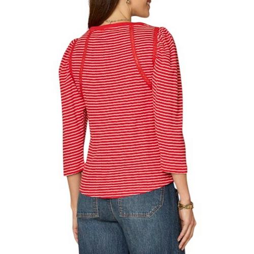 Women's Democracy Crochet Stitch 3/4 Sleeve Boat Neck Shirt - Primary Image