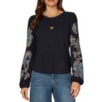 Women's Democracy Embroidered Shirtail Hem Placment Print Knit Long Sleeve Shirt - Thumbnail 1 of 3
