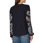 Women's Democracy Embroidered Shirtail Hem Placment Print Knit Long Sleeve Shirt - Thumbnail 3 of 3