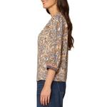 Women's Democracy Placement Print Woven 3/4 Sleeve Notch Neck Shirt - Thumbnail 2 of 4