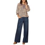 Women's Democracy Placement Print Woven 3/4 Sleeve Notch Neck Shirt - Thumbnail 4 of 4