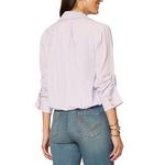 Women's Democracy Smocked Bubble Hem 3/4 Sleeve Button Up Shirt - Thumbnail 3 of 4