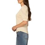 Women's Democracy Elbow Puff Sleeve Embroidered Stripe Notch Neck Shirt - Thumbnail 2 of 4