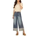 Women's Democracy Elbow Puff Sleeve Embroidered Stripe Notch Neck Shirt - Thumbnail 4 of 4