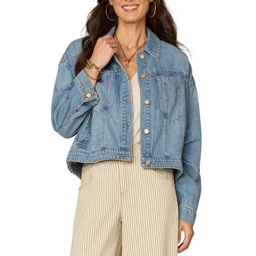 Women's Democracy Oversized Barrel Sleeve Denim Jacket - Primary Image