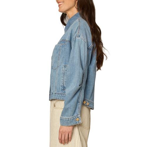 Women's Democracy Oversized Barrel Sleeve Denim Jacket - Primary Image